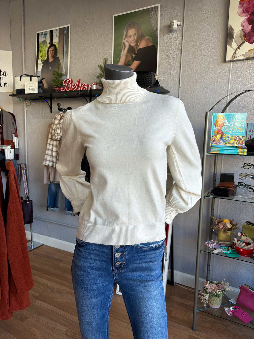 Turtle Neck Cream Sweater