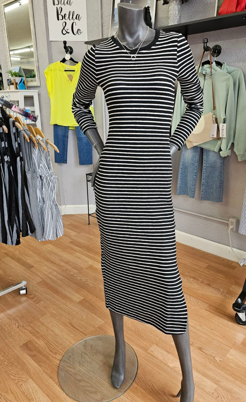 Striped Sweater Midi Dress