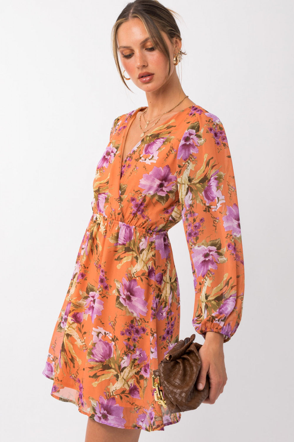 Orange And Purple Floral Dress