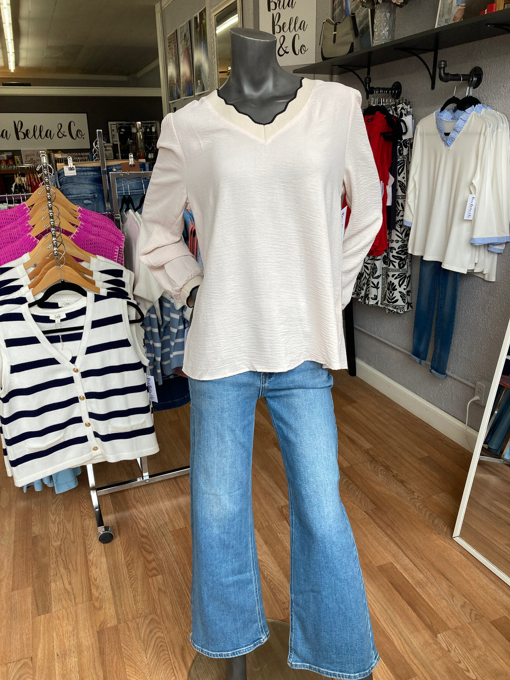 Tan Scalloped Shirt - Bria Bella & Co.