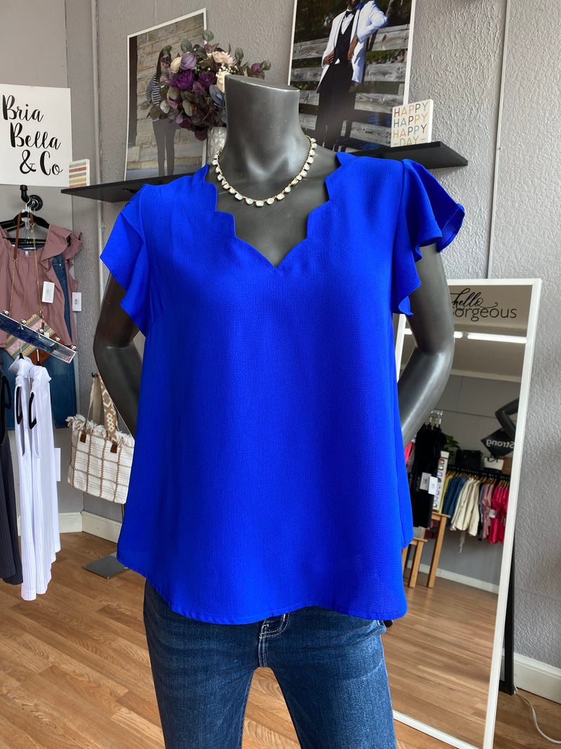 Royal Blue Abstract Neck Line Top