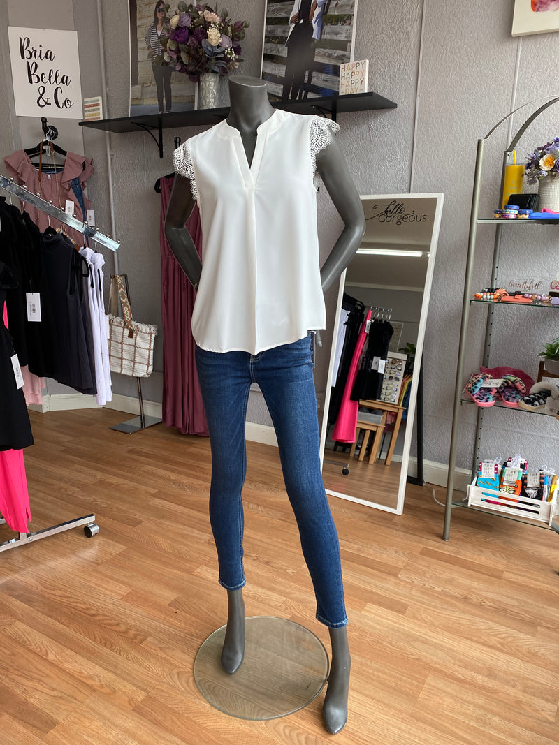 White Sleeve Detail Top
