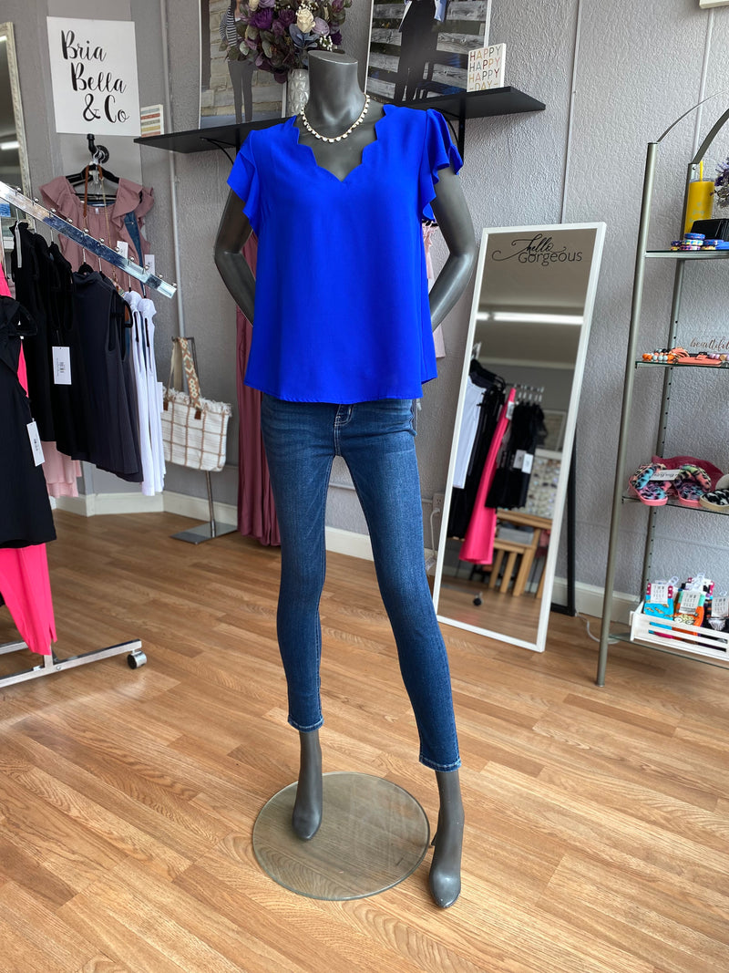Royal Blue Abstract Neck Line Top