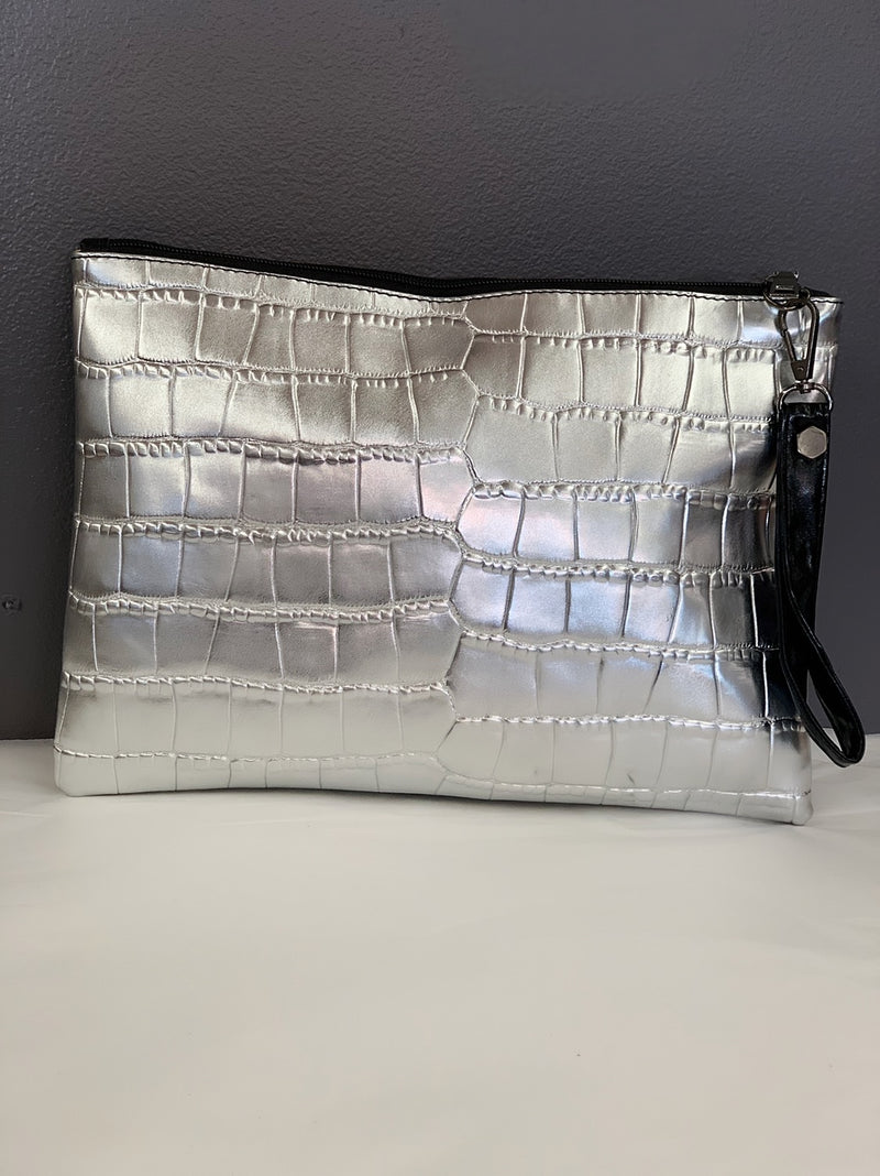  Bria Bella & Co - Metallic Silver Clutch/Crossbody