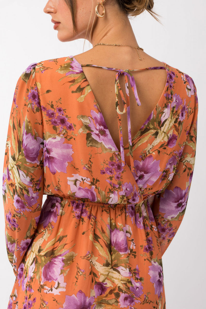 Orange And Purple Floral Dress