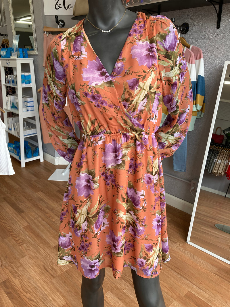 Orange And Purple Floral Dress