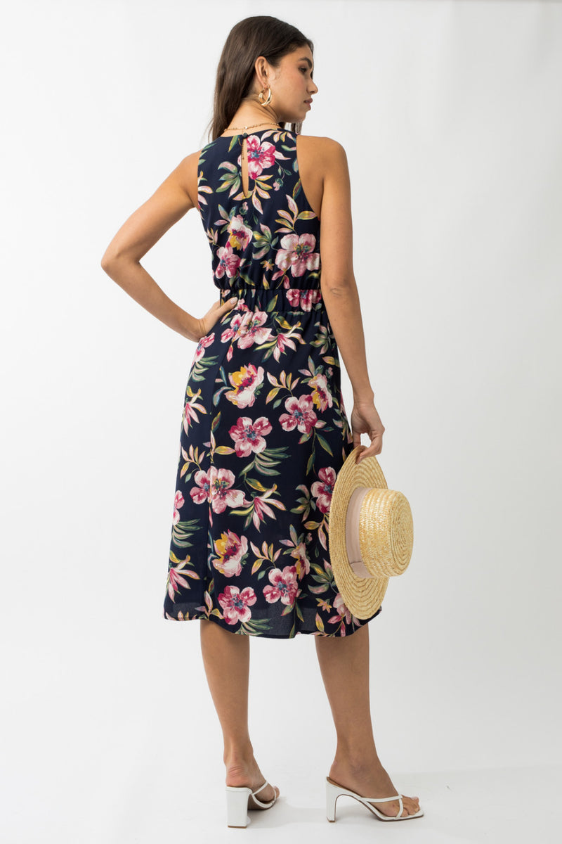 Mixed Floral Midi Dress